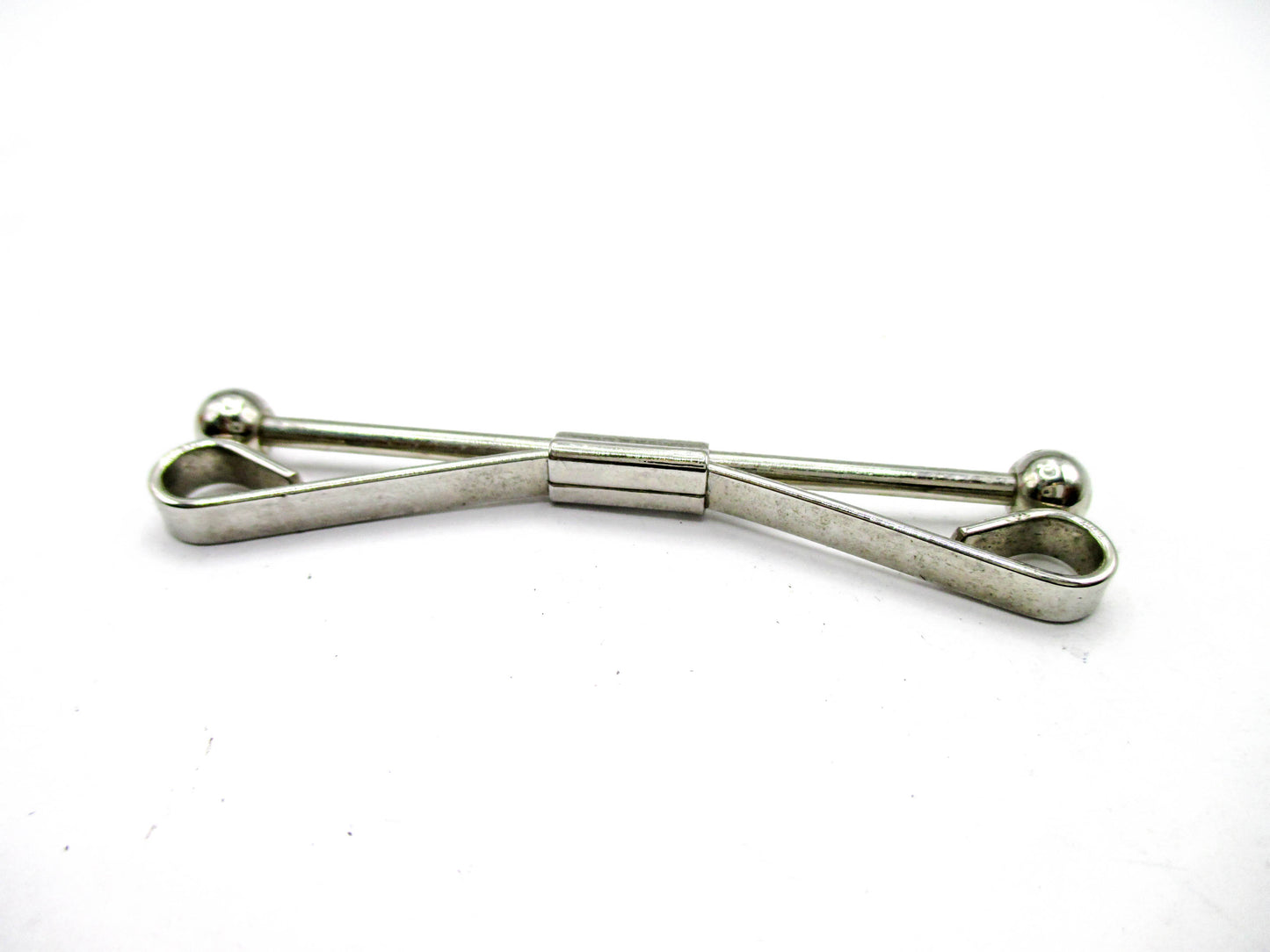 Silver Tone Collar Bar - Ball Ends - Smooth Bar Style - 2 1/4"