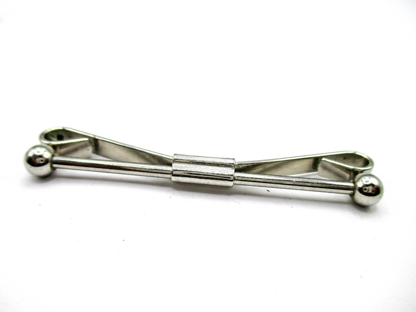 Silver Tone Collar Bar - Ball Ends - Smooth Bar Style - 2 1/4"