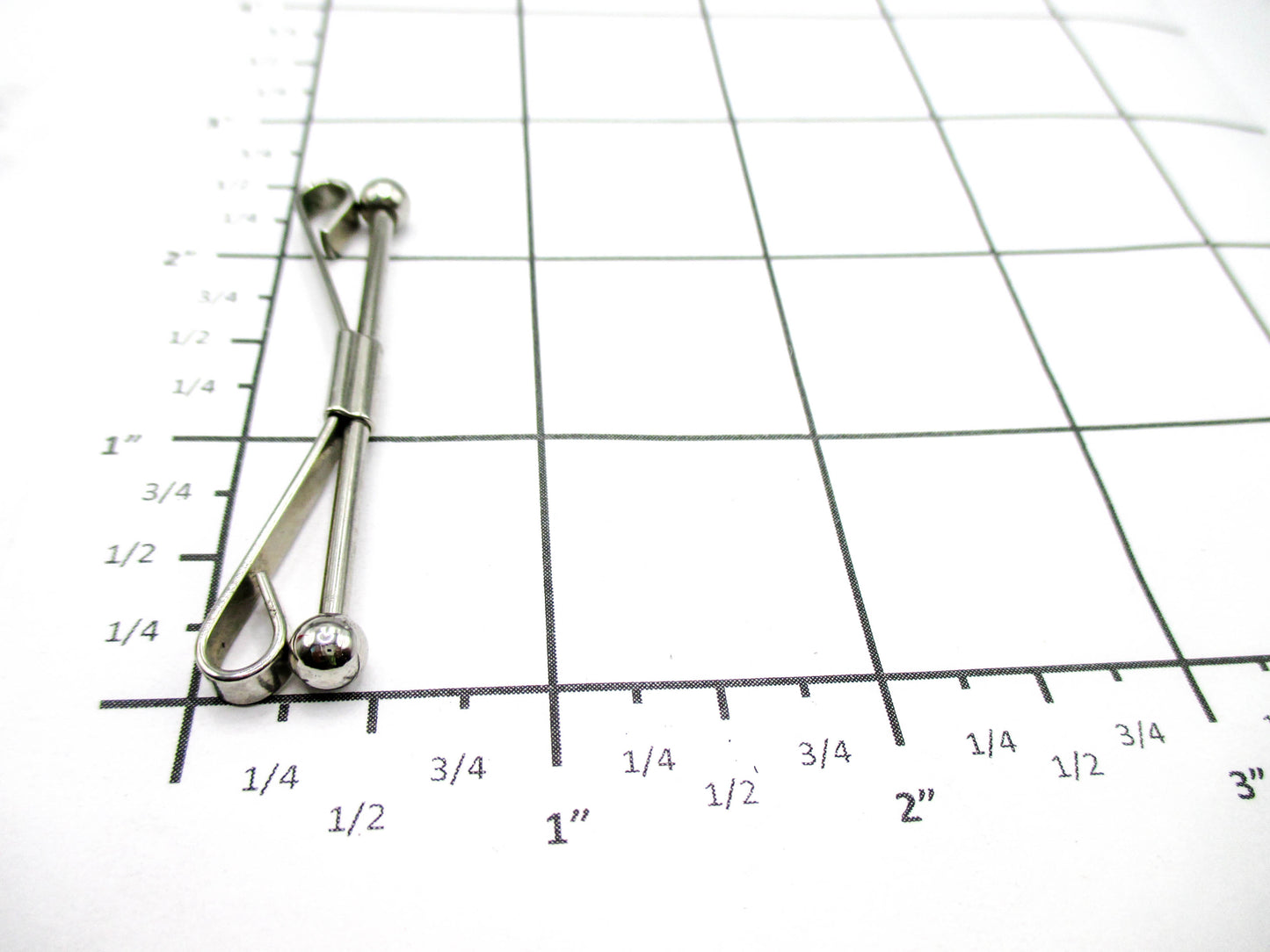 Silver Tone Collar Bar - Ball Ends - Smooth Bar Style - 2 1/4"