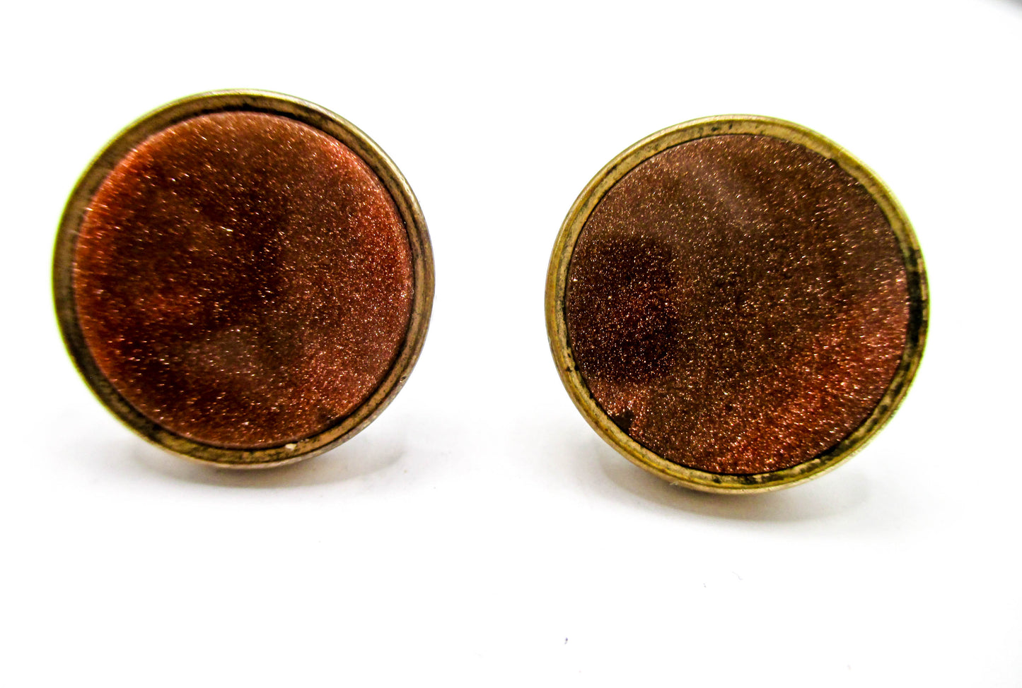 1800s Goldstone Cuff Buttons - 1880s Wingback Style Cufflinks