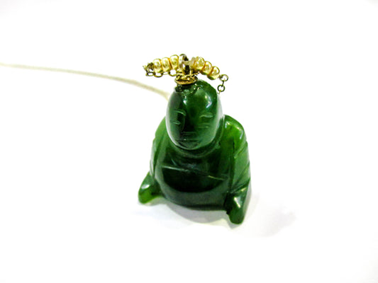Nephrite Jade Buddha Pendant - 1/20 14K Gold Filled Necklace