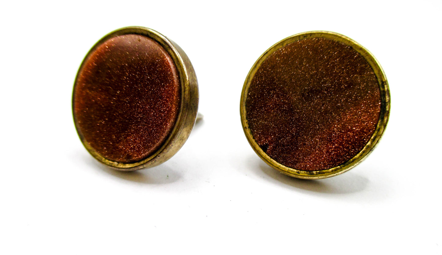 1800s Goldstone Cuff Buttons - 1880s Wingback Style Cufflinks