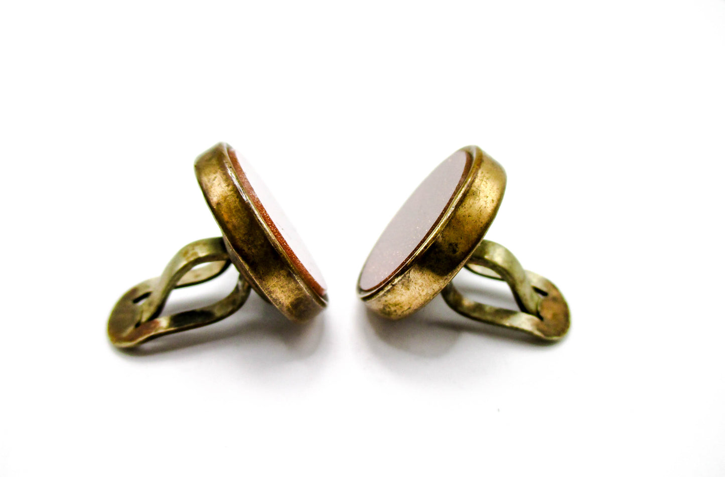 1800s Goldstone Cuff Buttons - 1880s Wingback Style Cufflinks