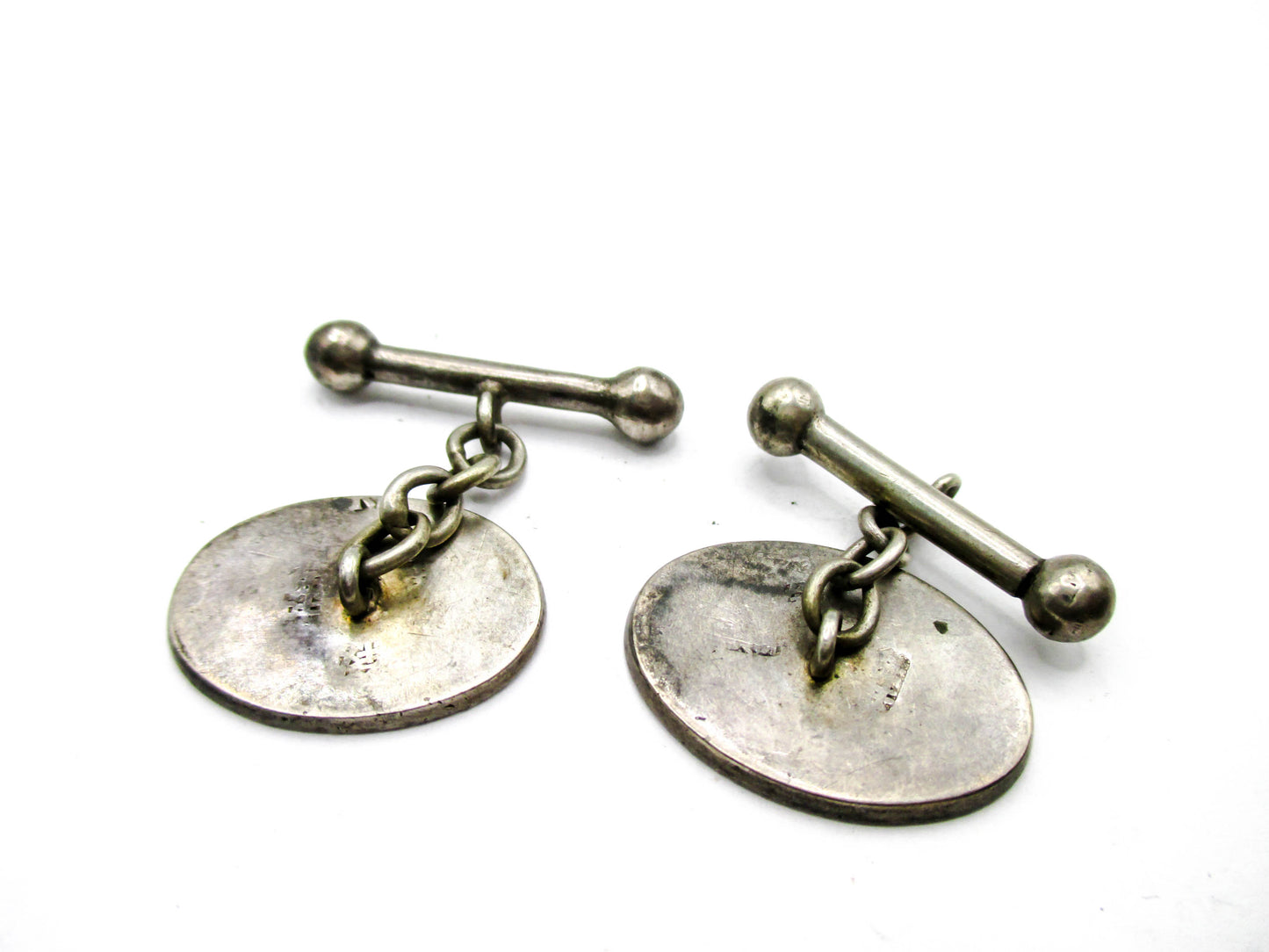 Chinese Export Sterling Silver Cufflinks - Longevity- Good Fortune