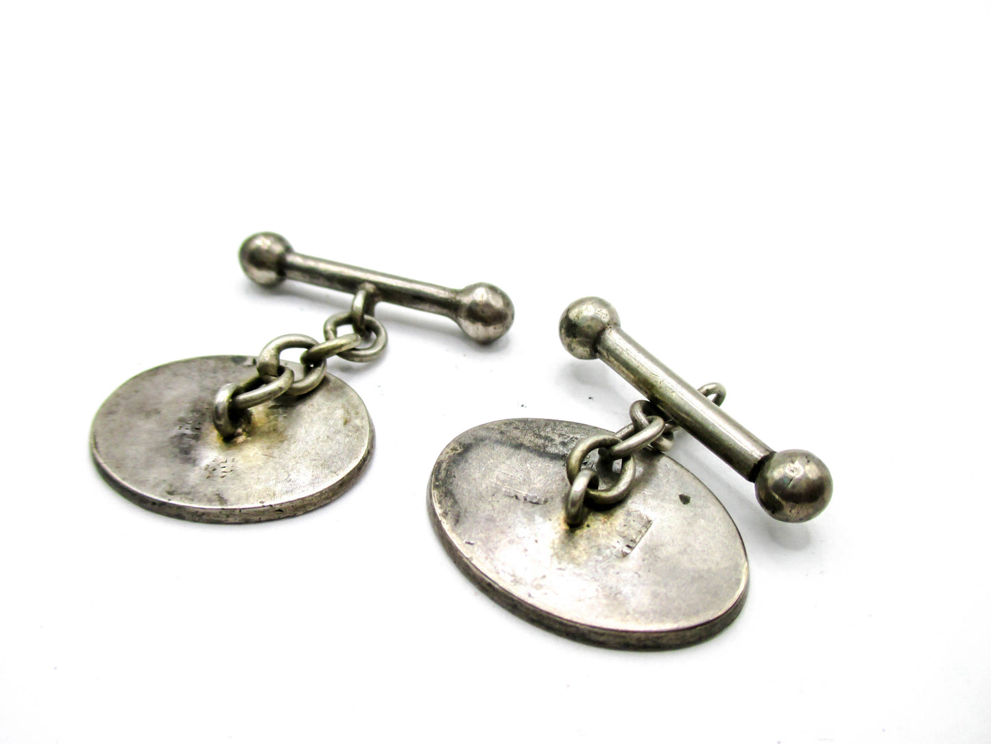 Chinese Export Sterling Silver Cufflinks - Longevity- Good Fortune