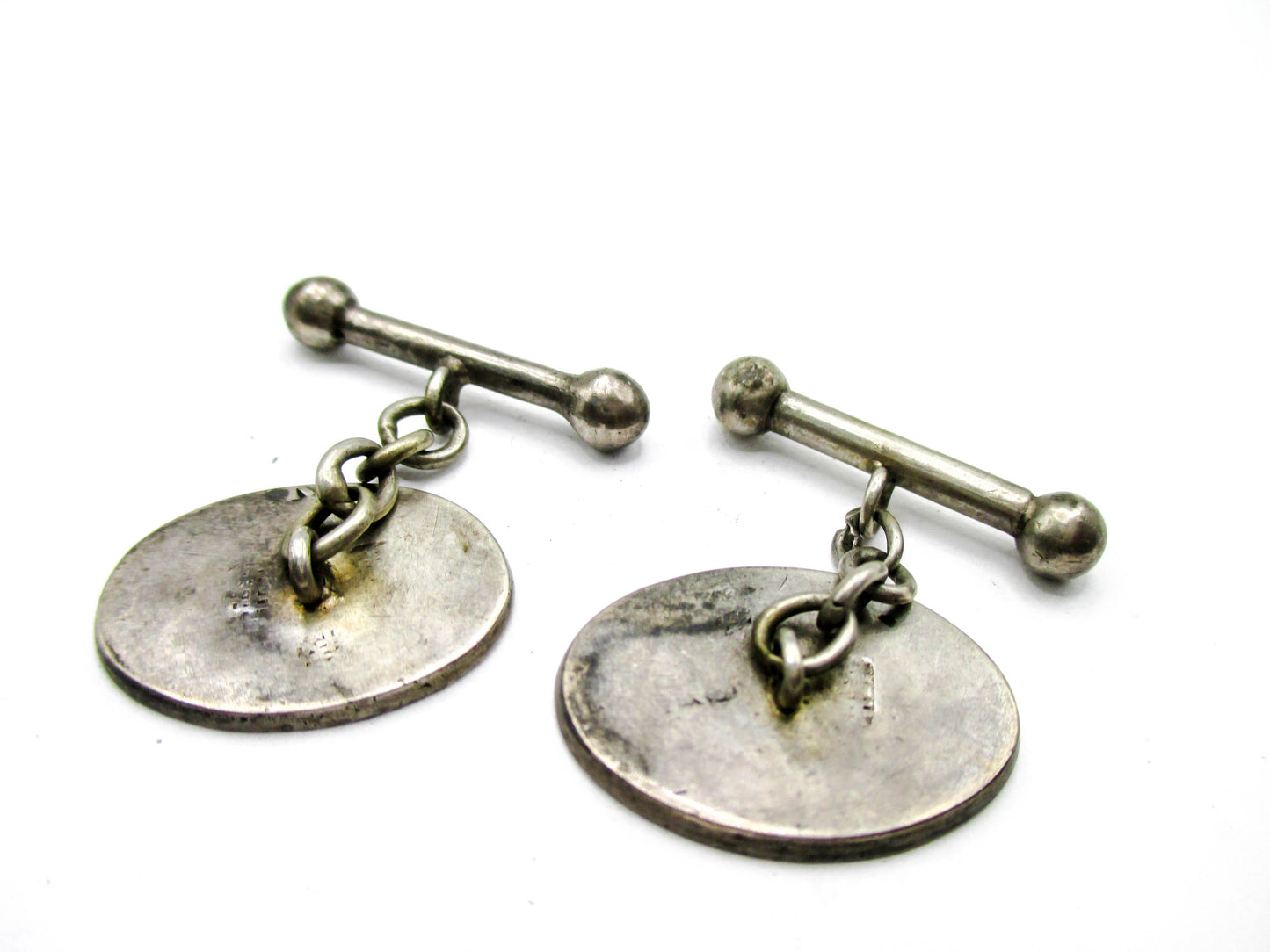 Chinese Export Sterling Silver Cufflinks - Longevity- Good Fortune