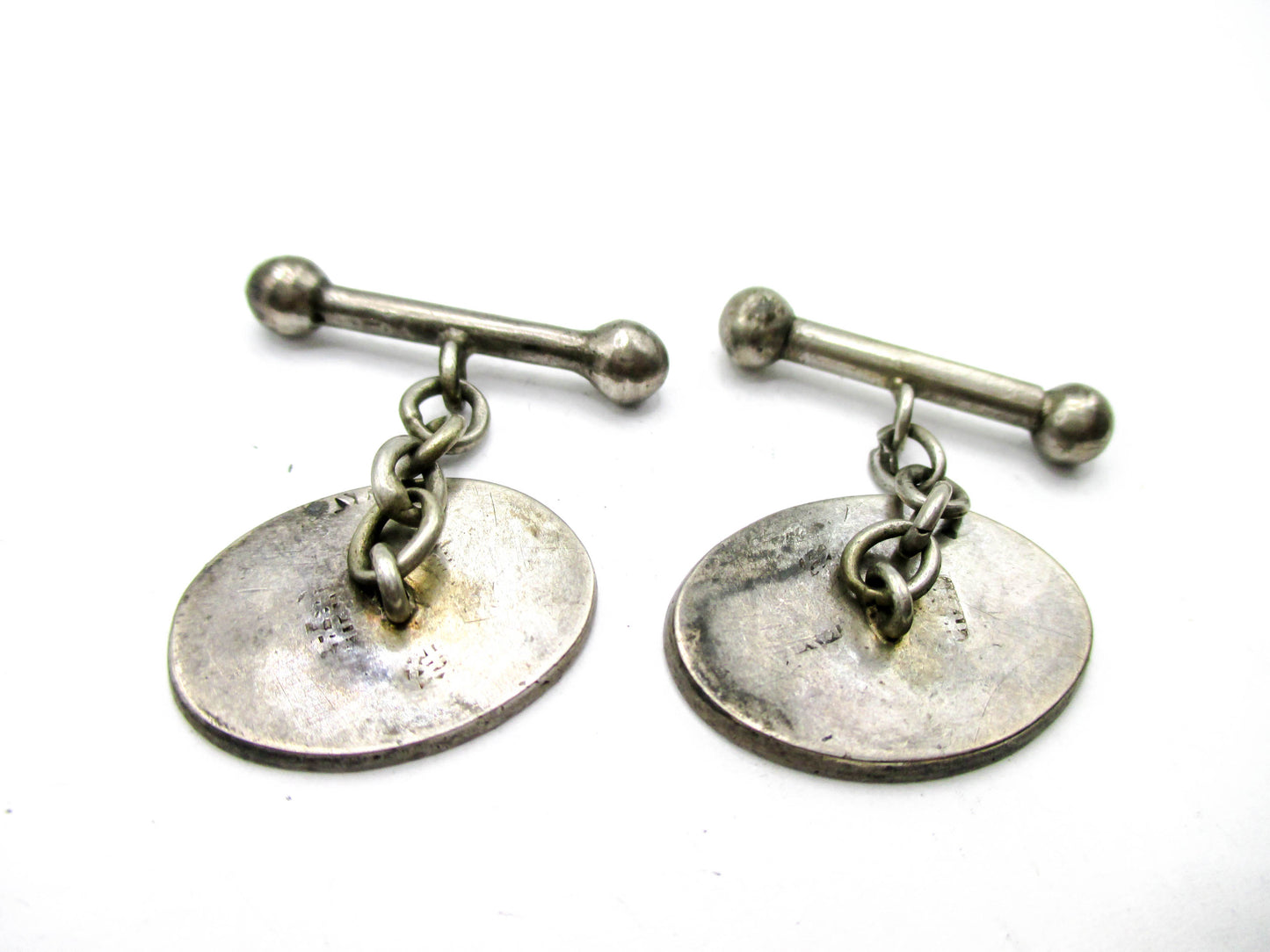 Chinese Export Sterling Silver Cufflinks - Longevity- Good Fortune