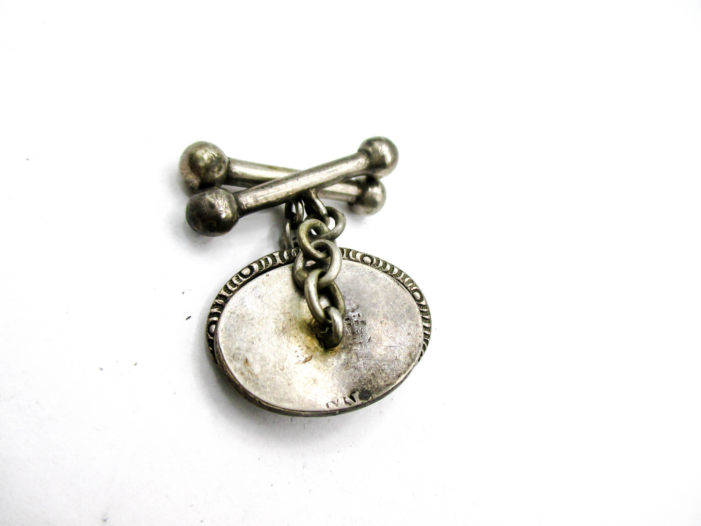 Chinese Export Sterling Silver Cufflinks - Longevity- Good Fortune