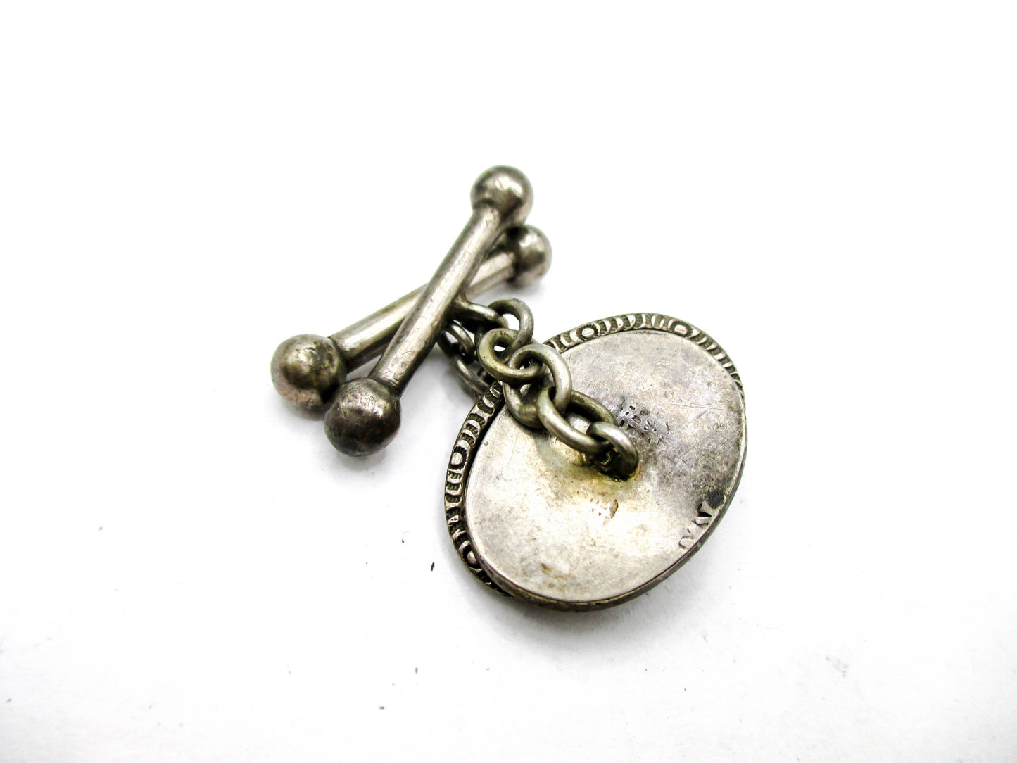 Chinese Export Sterling Silver Cufflinks - Longevity- Good Fortune