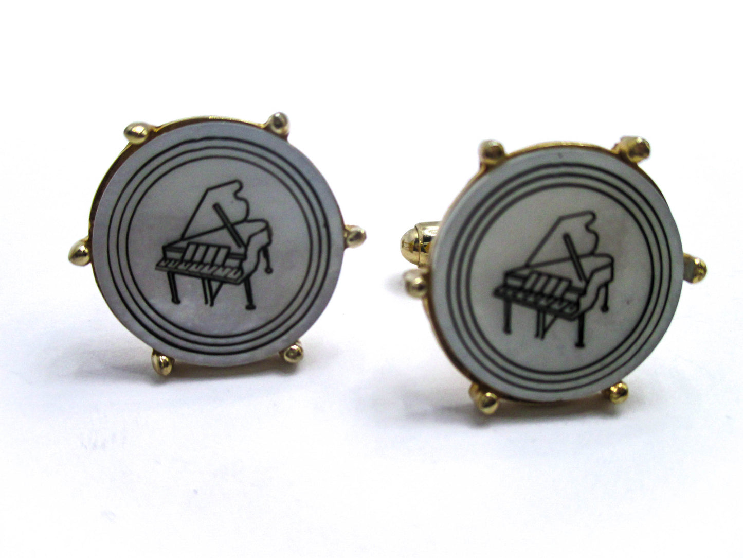 Grand Piano Cufflinks and Tie Clip Set