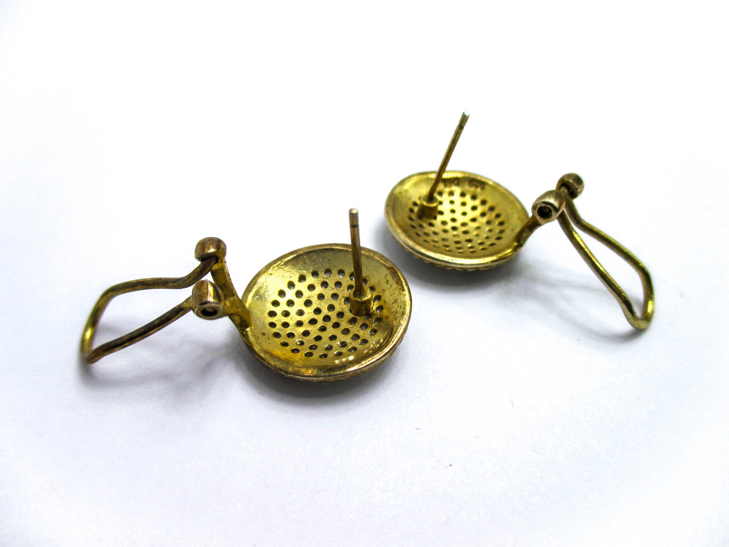Pave Rhinestone Sterling Disc Pierced Earrings