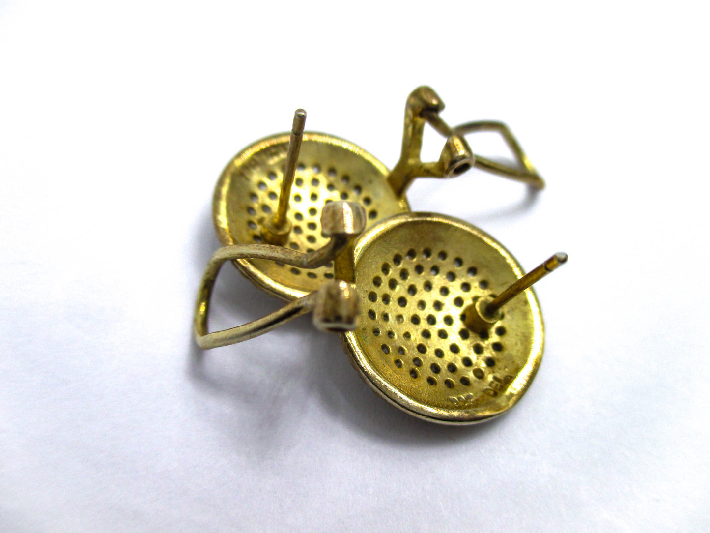 Pave Rhinestone Sterling Disc Pierced Earrings