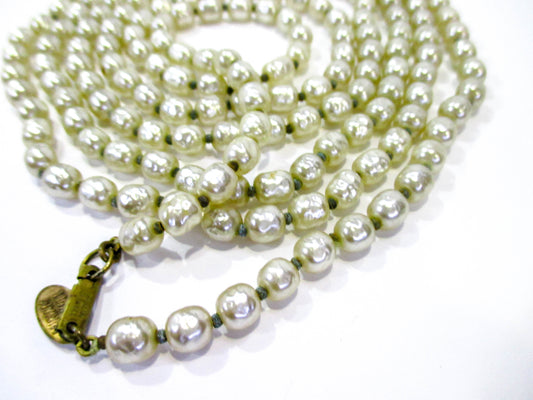 Miriam Haskell Pearl Necklace - Long Flapper Style