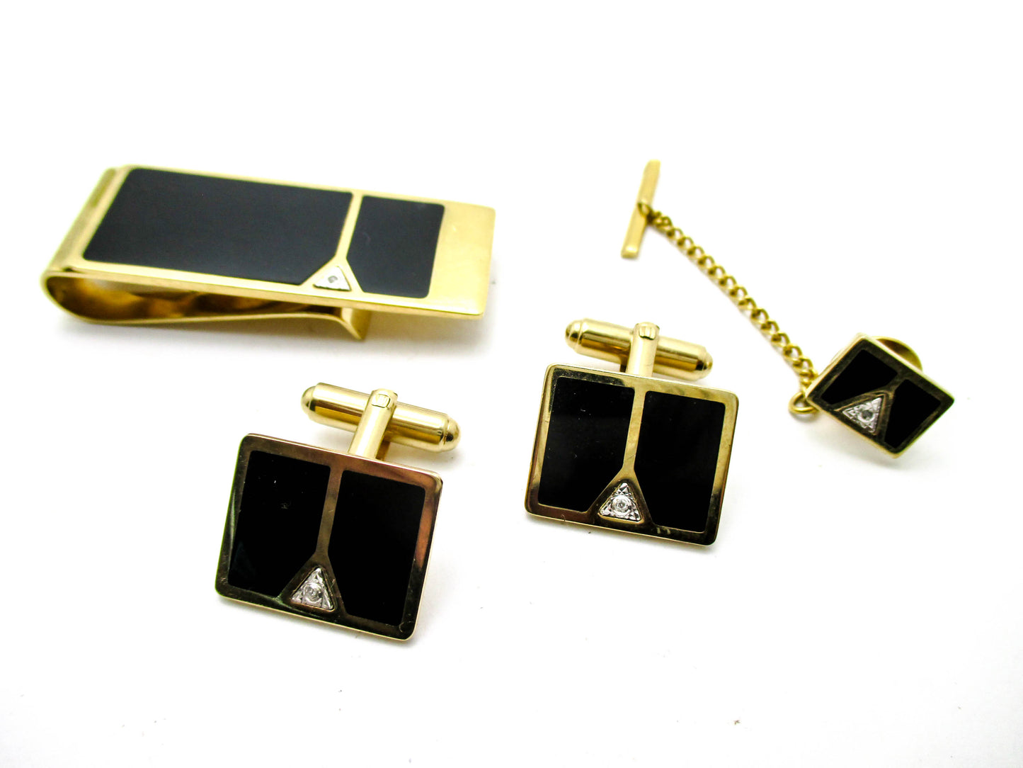 Diamond Gentleman's Set - Cufflinks, Lapel Pin, Money Clip