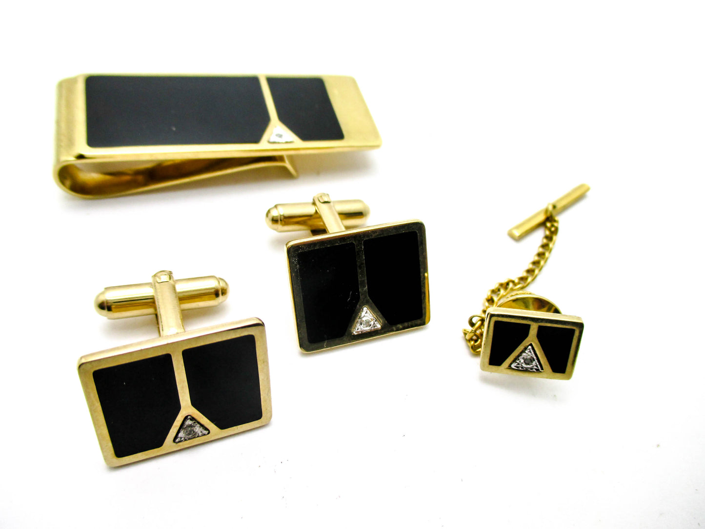 Diamond Gentleman's Set - Cufflinks, Lapel Pin, Money Clip