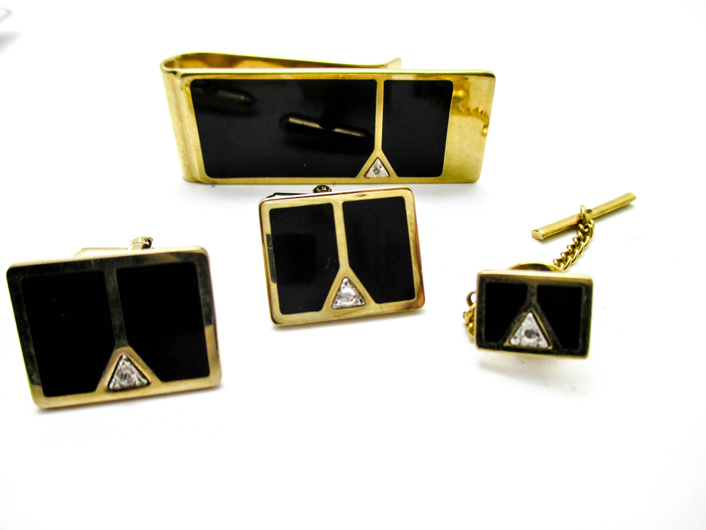 Diamond Gentleman's Set - Cufflinks, Lapel Pin, Money Clip