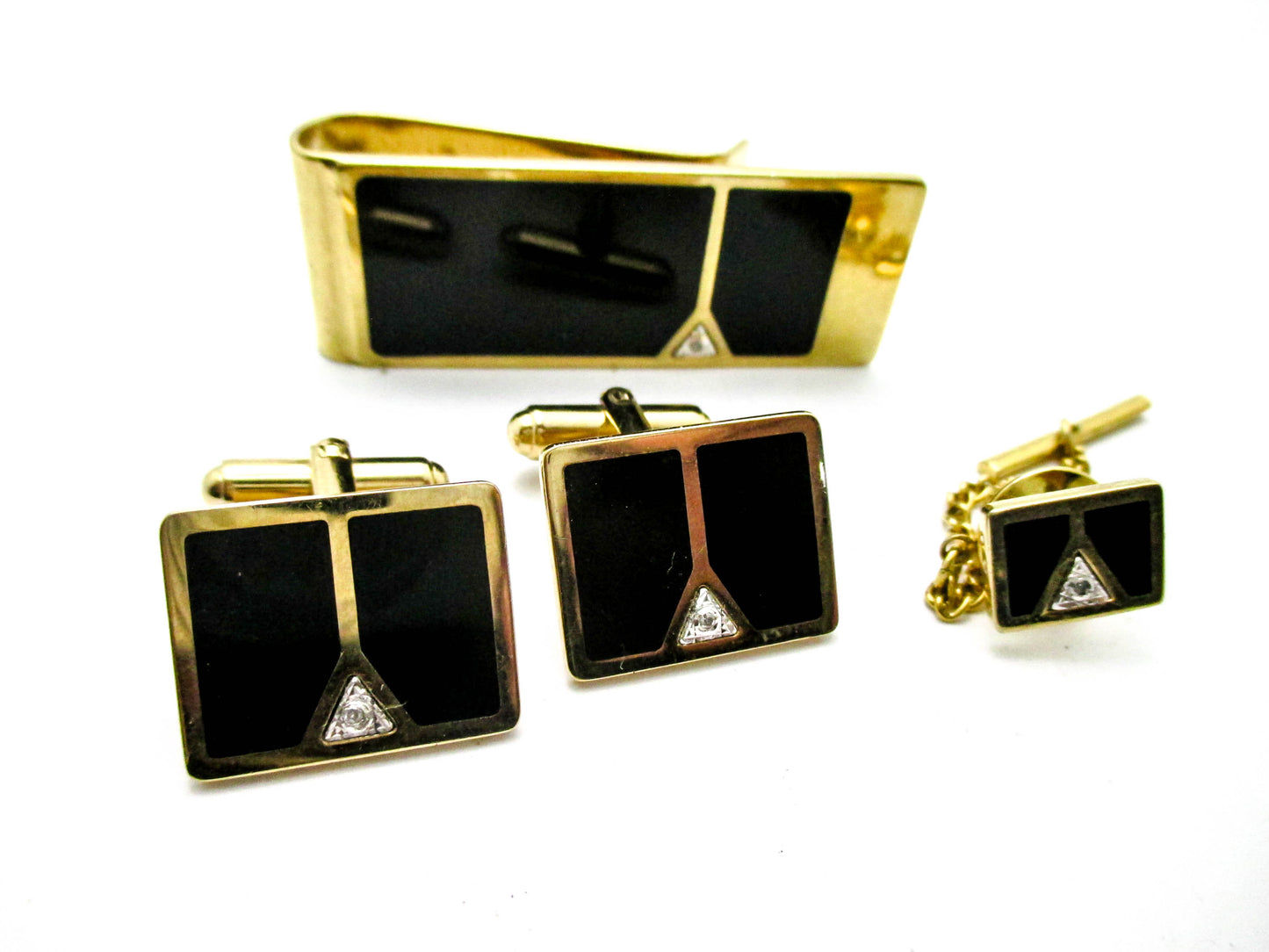 Diamond Gentleman's Set - Cufflinks, Lapel Pin, Money Clip