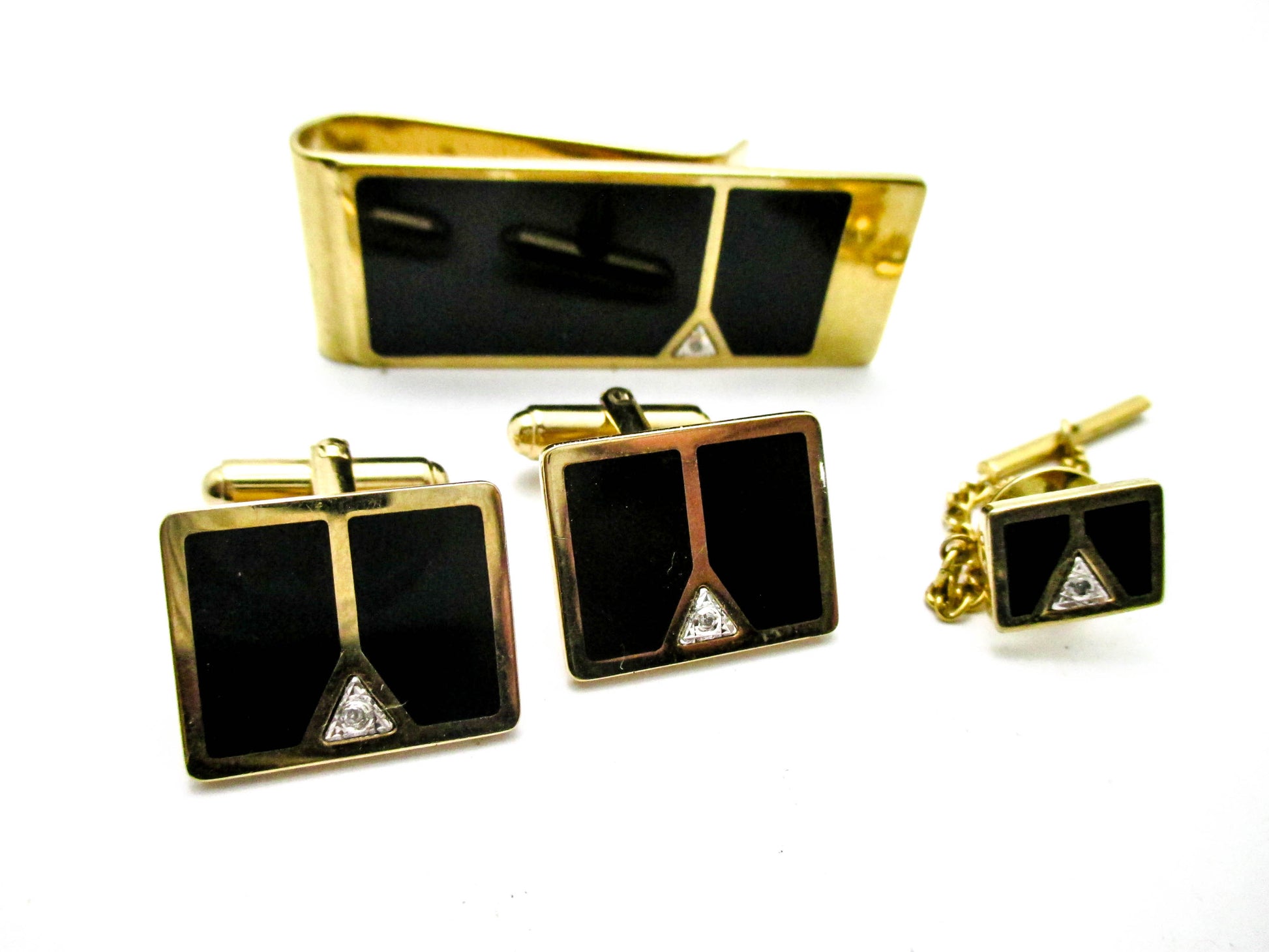 Diamond Gentleman's Set - Cufflinks, Lapel Pin, Money Clip