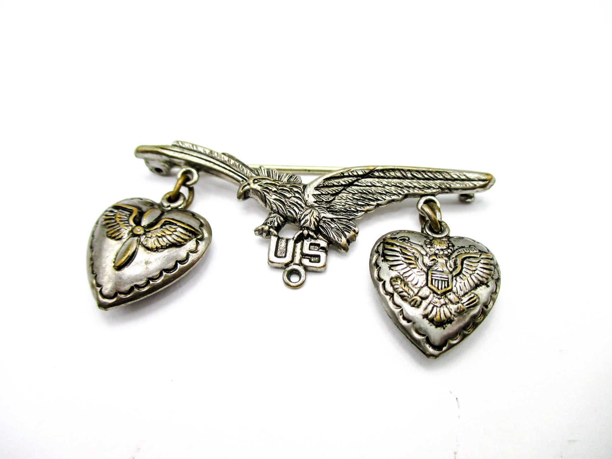 WWII Sweetheart Pin with Puffy Hearts