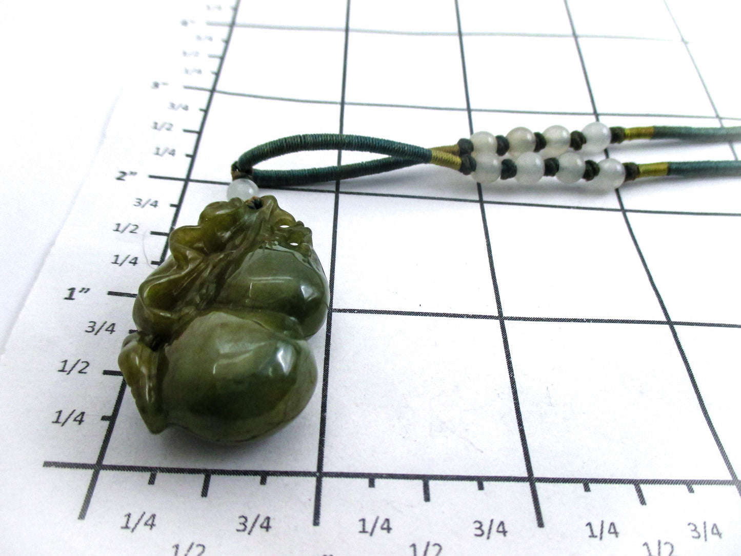 Green Jade Carved Gourd Pendant Necklace