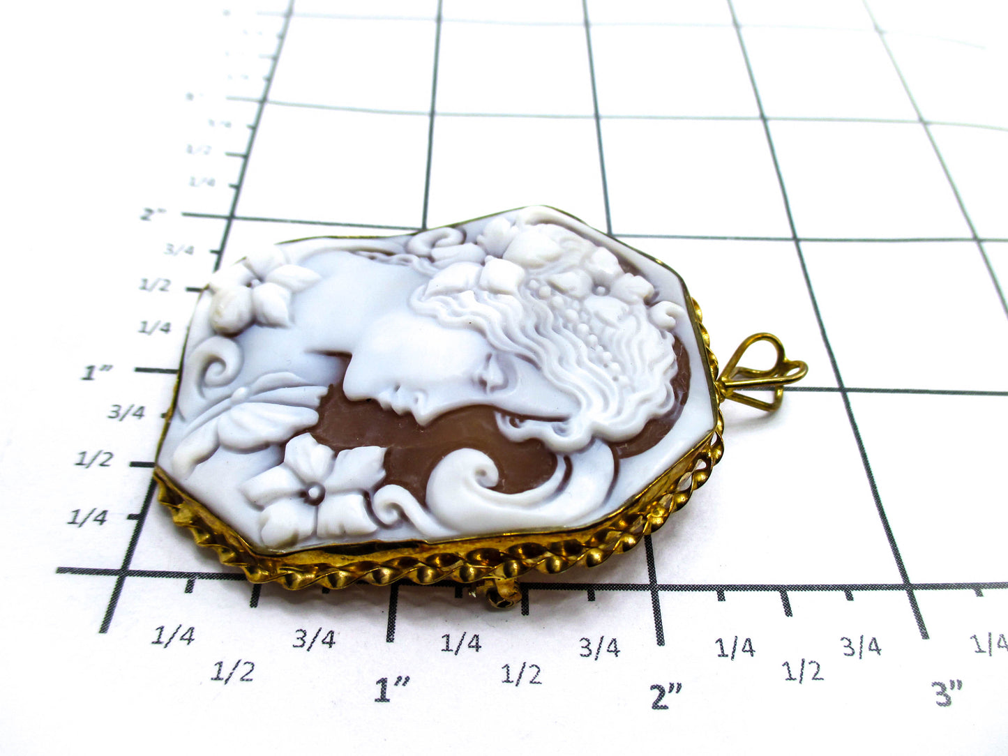 Carved Shell Cameo of a Young Lady, Some Flowers, and her Butterfly
