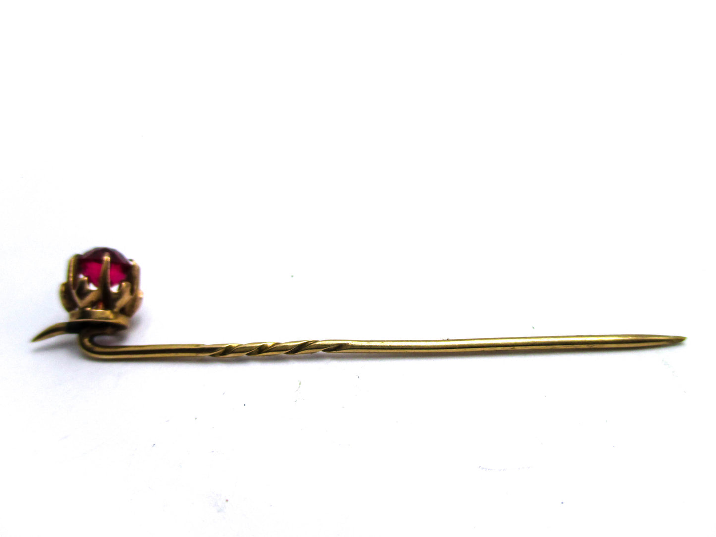 Antique 14K Gold and Garnet Glass Stick Pin