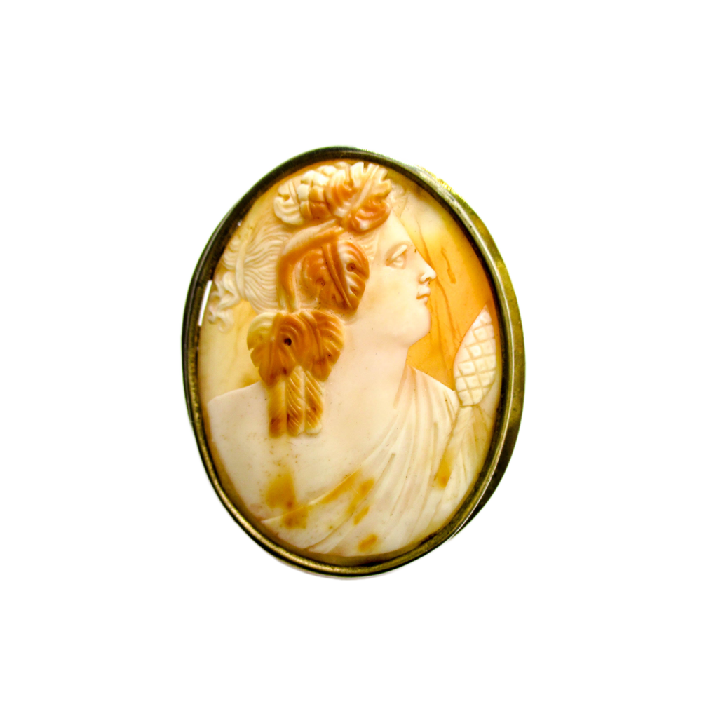Antique Bacchante or Ariadne, With Her Thyrsus Cameo Brooch
