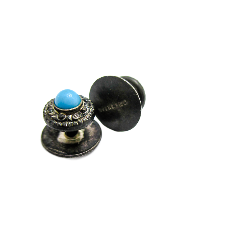 Antique Sterling and Turquoise Stud Set of 2