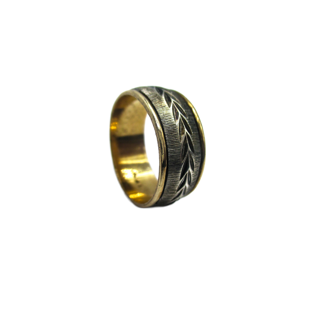 10K Gold Filled Sterling Silver Wedding Band Ring - Size 6 3/4